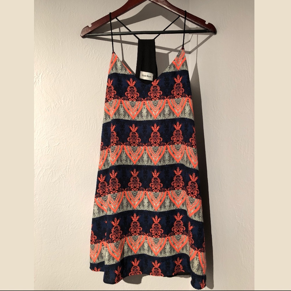 Modern Lace Print Racerback Summer Dress